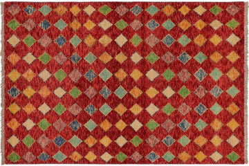 handmade Geometric Balouchi Red Blue Hand Knotted RECTANGLE 100% WOOL area rug 3' x 5'